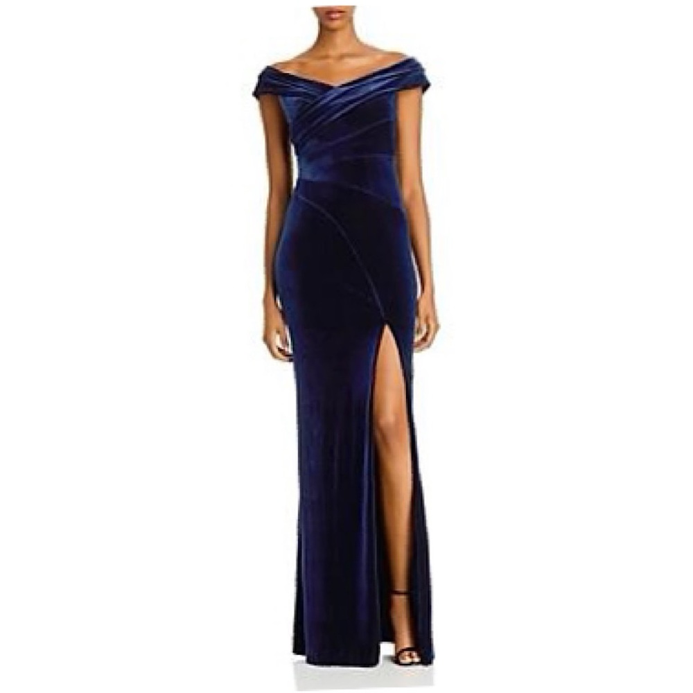 Aidan Mattox Off-the-Shoulder Velvet Gown
